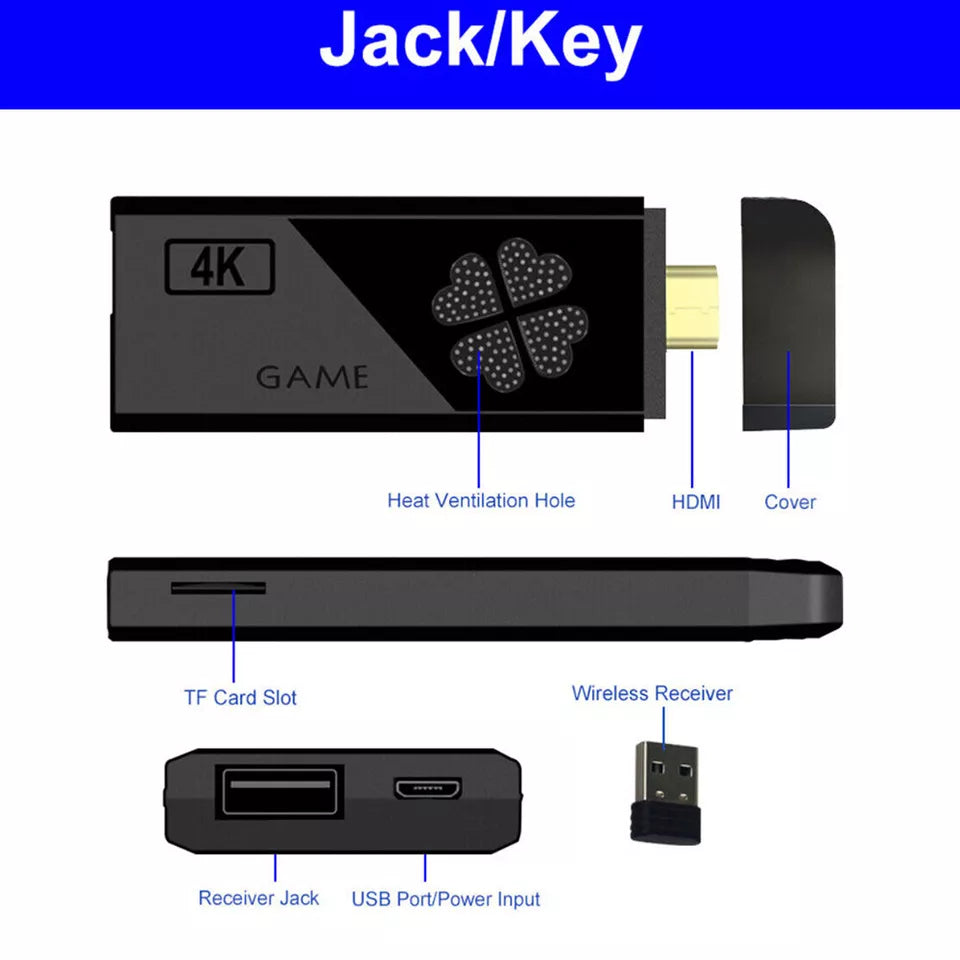 🎁عرض اليوم الأخير وفر ٥٠% - وحدة تحكم ألعاب 4K مع 2 لوحة ألعاب لاسلكية 2.4G - برامج تشغيل مزدوجة